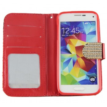 Galaxy S5 mini deklas raudonas piniginės tipo